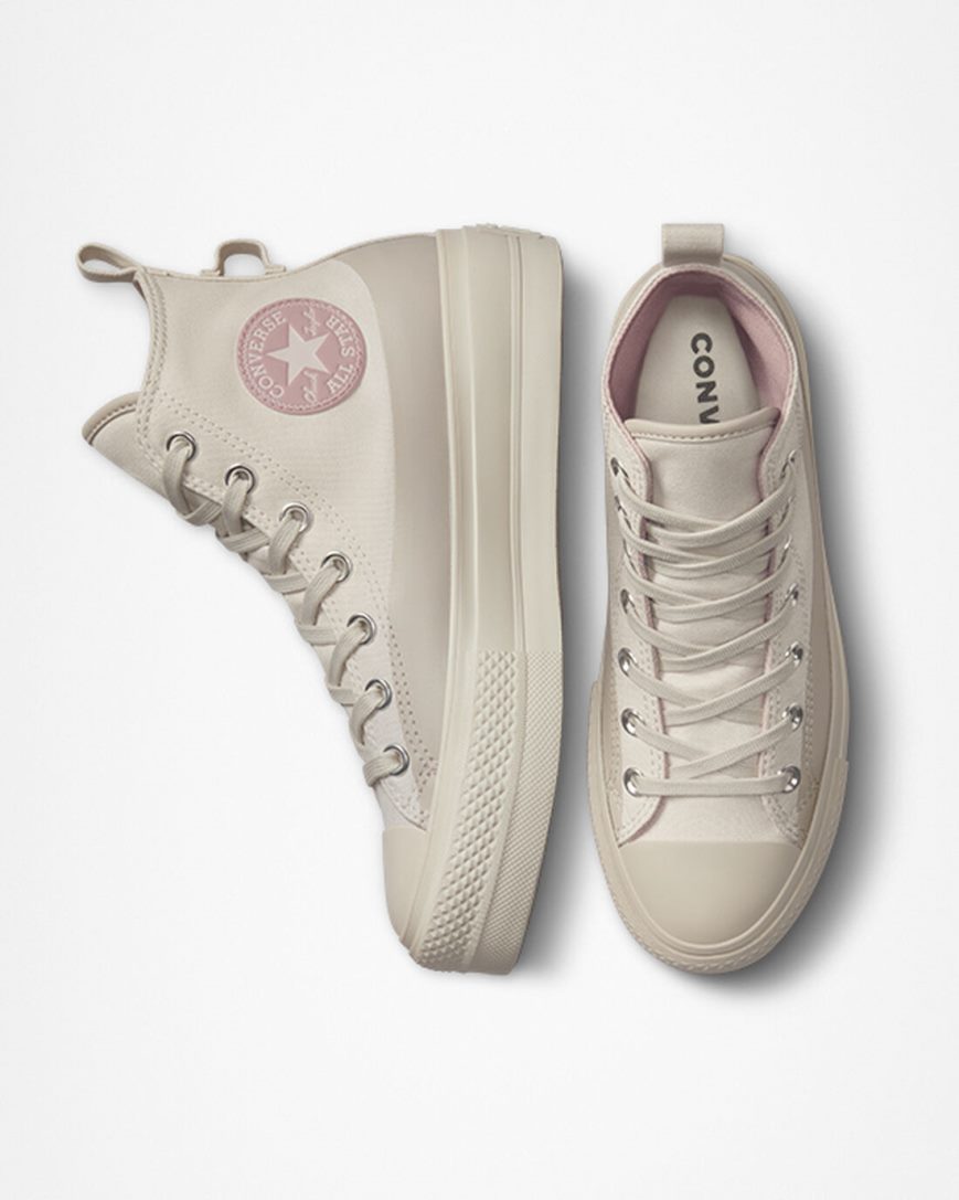 Zapatos Plataforma Converse Chuck Taylor All Star Lift Water-Repellent Canvas Altas Mujer Beige Gris | PE L4P8W5